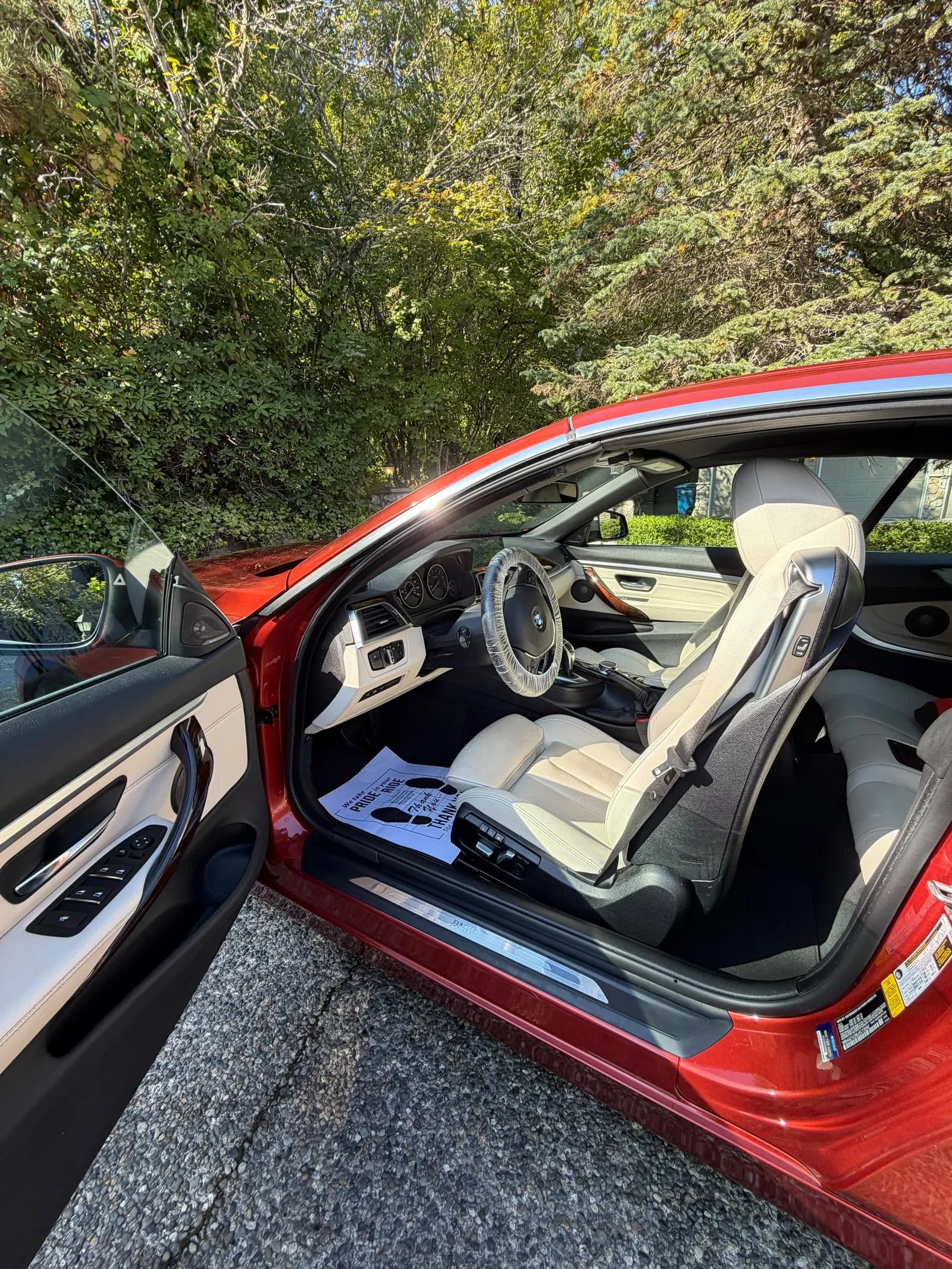BMW convertible interior cleaned and conditioned