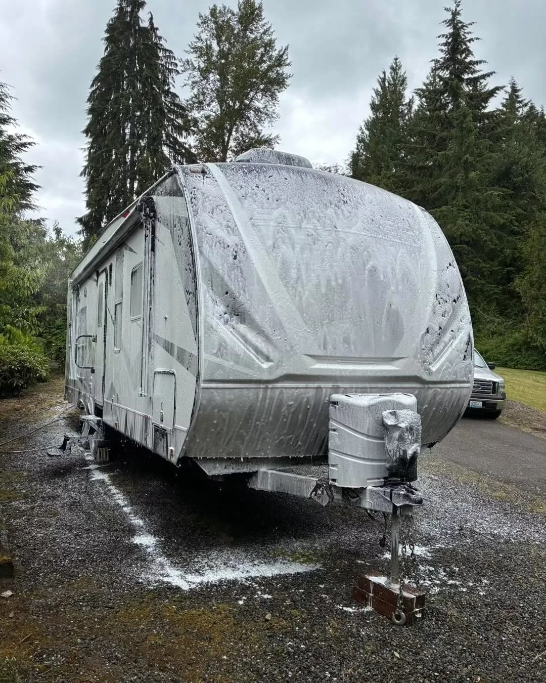 Exterior Detail on a Travel trailer — mobile car detailing in Seattle by Lis's Car Detailing